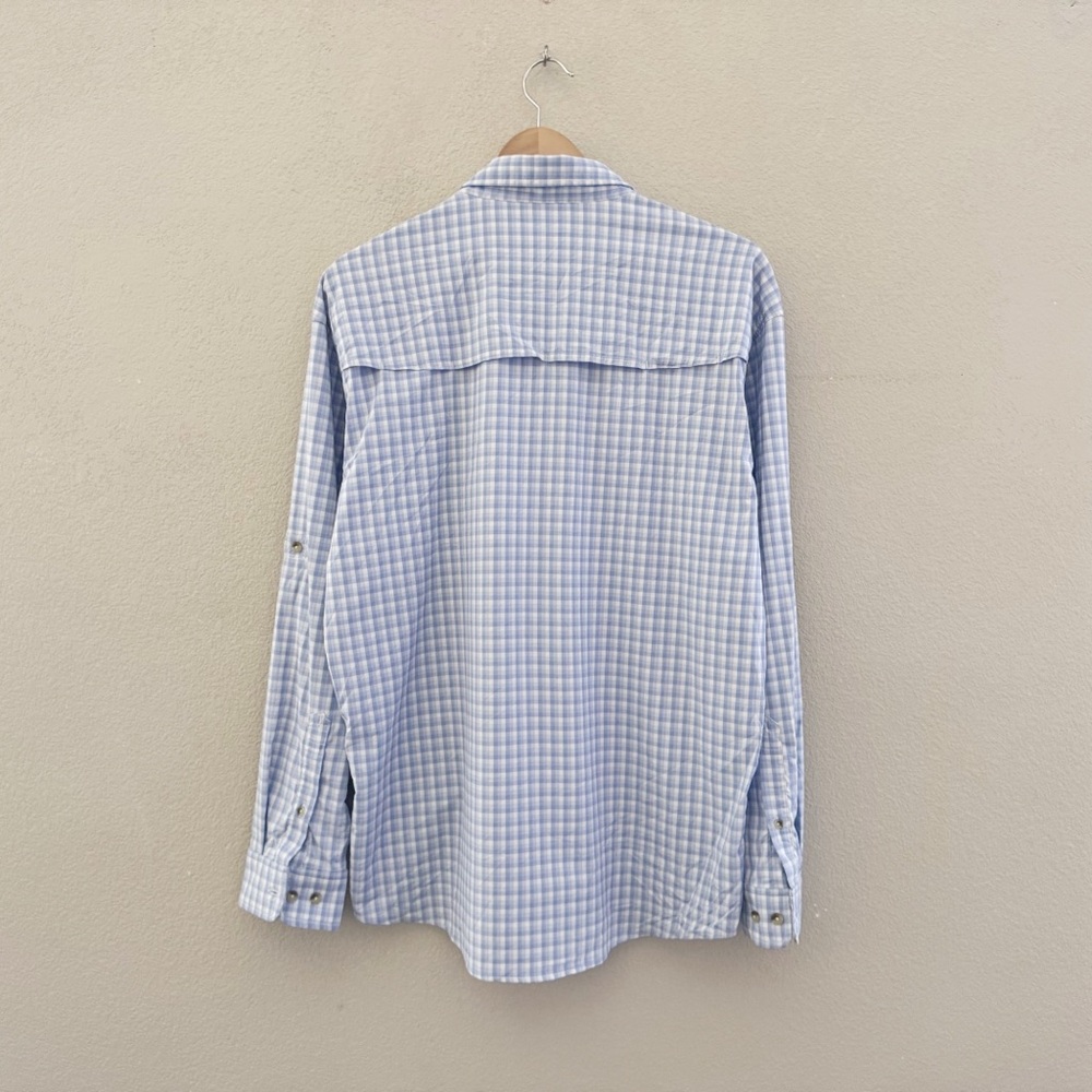 Poncho Original Shirt Mens Large Plaid Blue Outdoor Fishing Casual Utility Tech - Picture 5 of 12